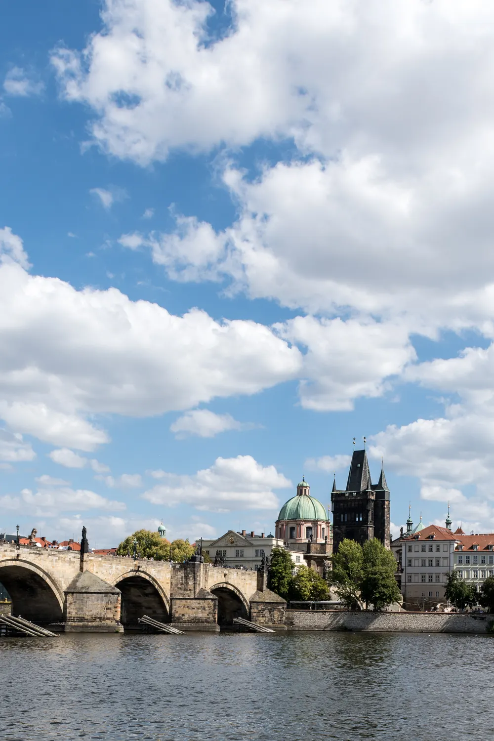 The Charles Bridge and its towers over the Vltava in Prague