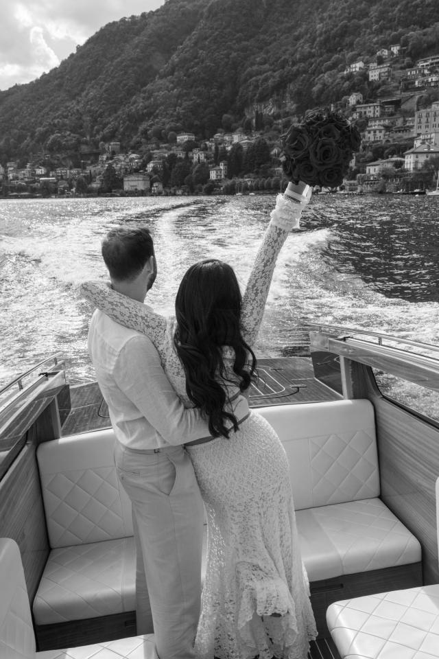 Romantic marriage proposal overlooking Lake Como, Italy