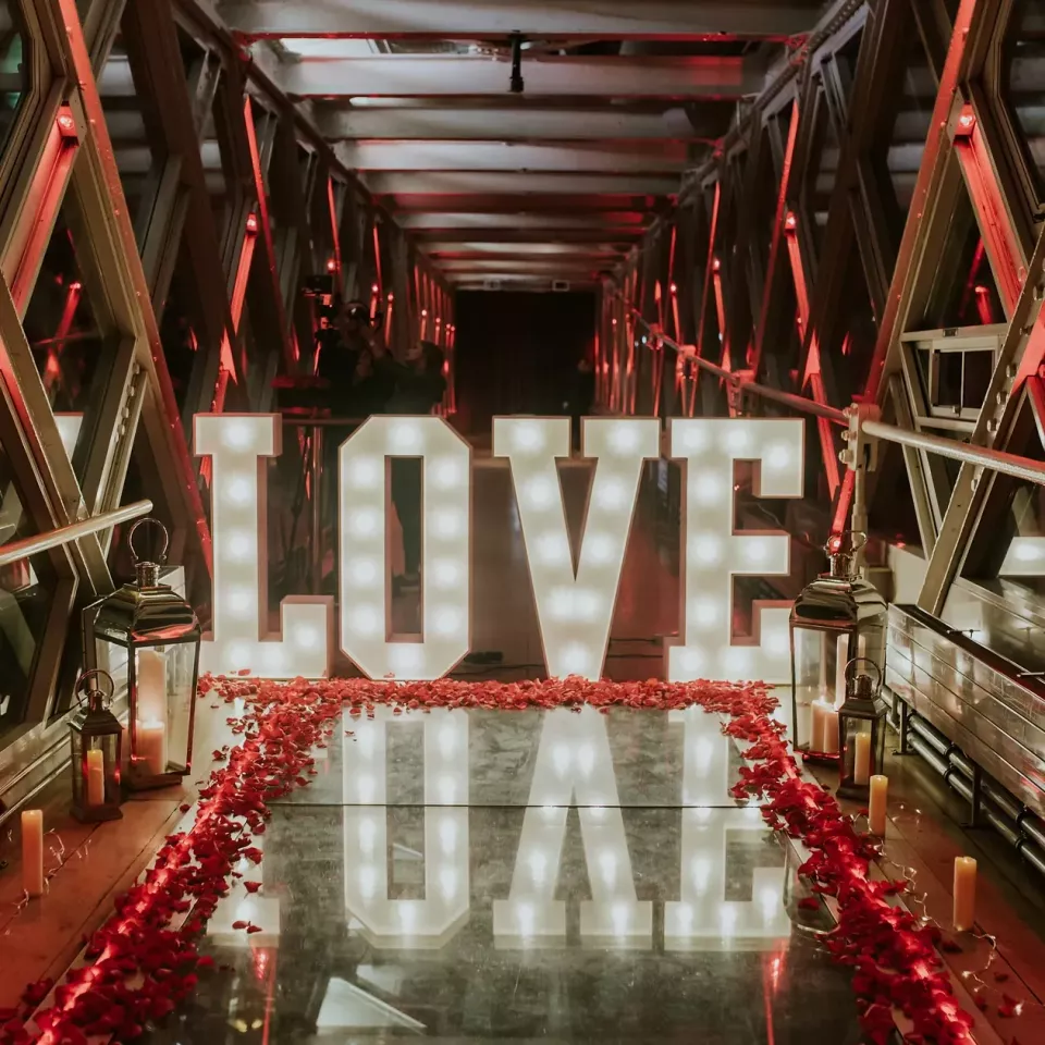 Propose inside one of the most famous landmarks of London, Tower Bridge.